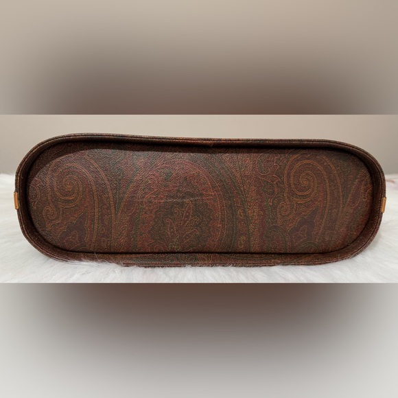 Authentic Vintage Etro Coated Canvas Satchel Handbag Burgundy Paisley VGUC - Picture 11 of 16